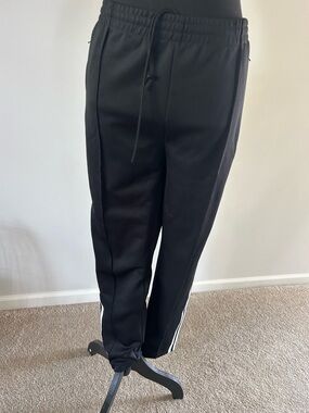 adidas Black Joggers with White Side Stripes